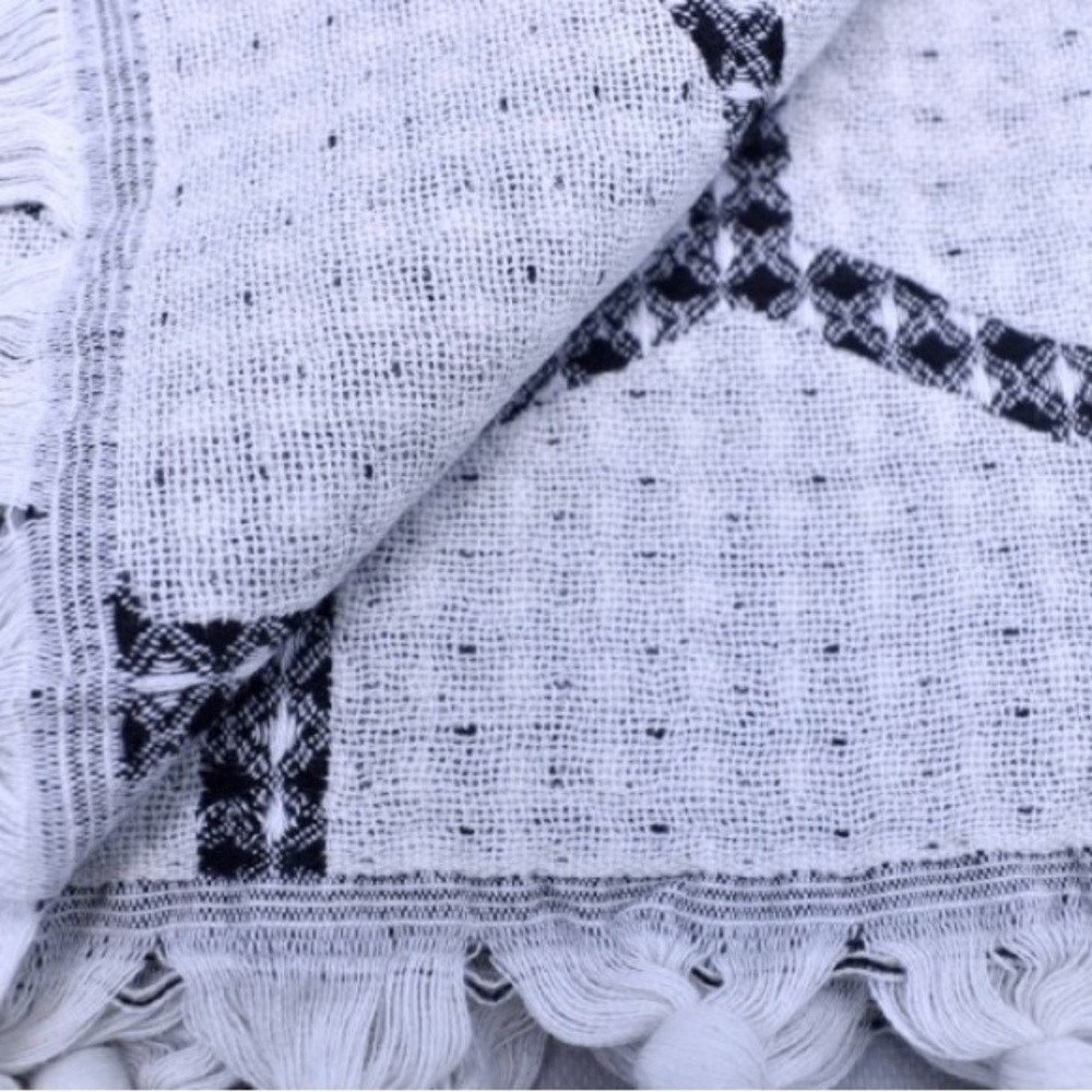 Modern Hand Towel Waffle Weave Black White Honeycomb Kitch Minimalist Max NEW - Picture 5 of 7